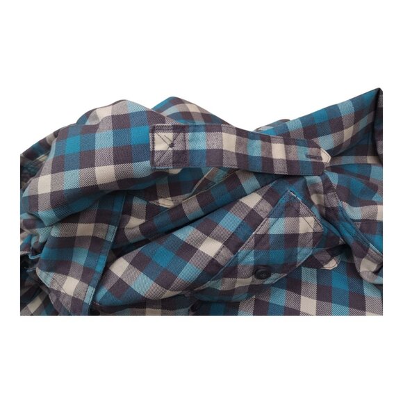 Woolrich Mens Long Sleeve ButtonUp Shirt Aqua Plaid Under Arm Gusset Sleeve Tabs - Picture 11 of 14